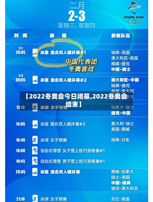 【2022冬奥会今日闭幕,2022冬奥会结束】-第2张图片