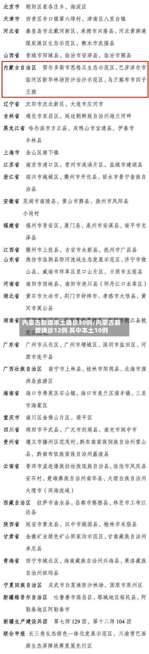 内蒙古新增本土确诊30例/内蒙古新增确诊12例 其中本土10例