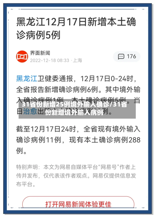 31省份新增25例境外输入确诊/31省份新增境外输入病例