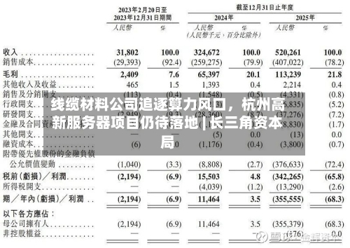 线缆材料公司追逐算力风口，杭州高新服务器项目仍待落地 | 长三角资本局